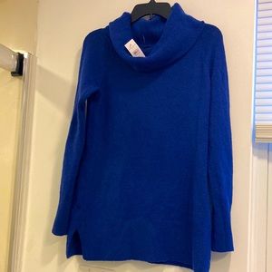 Ann Taylor Factory Cowl Neck Sweater, Blue/Black Knit. New with Tags